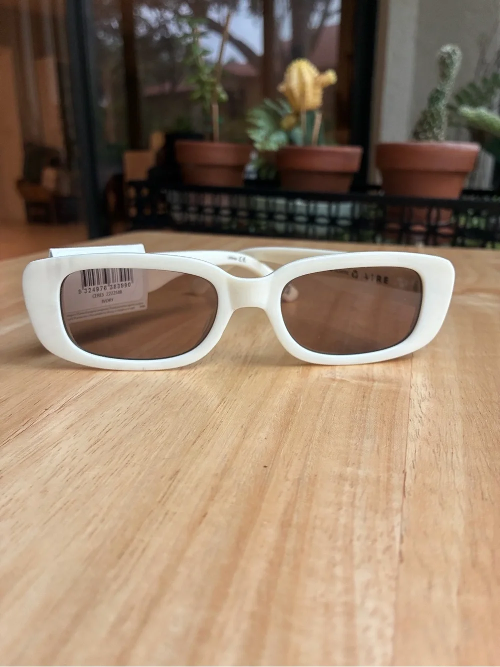 NWT AIRE Ceres Ivory Slim Oval Sunglasses